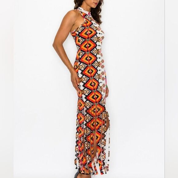 Printed Fringe Maxi Dress - Picture 4 of 6